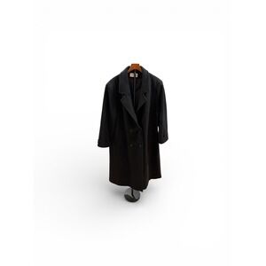 Vintage 1980s Forecaster of Boston Long‎ Black Wool Coat 16 Oversized Plus Size